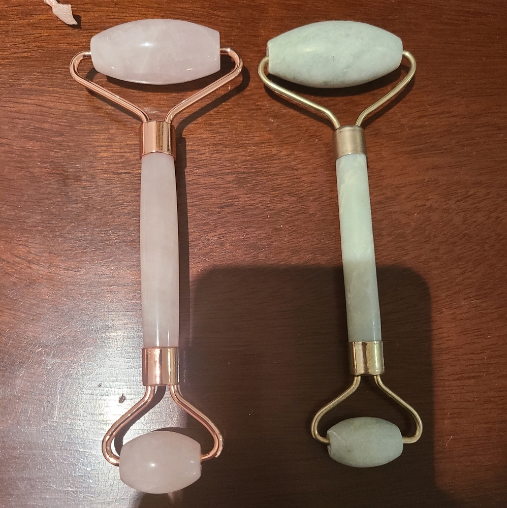 Jade and Rose Quartz face rollers.